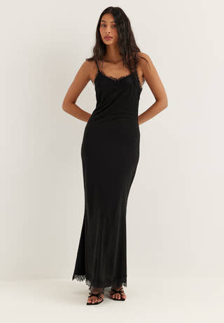 Lace Strap Dress Black