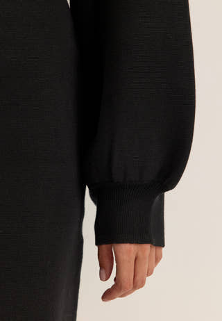 Knitted Mini Cardigan Dress Black