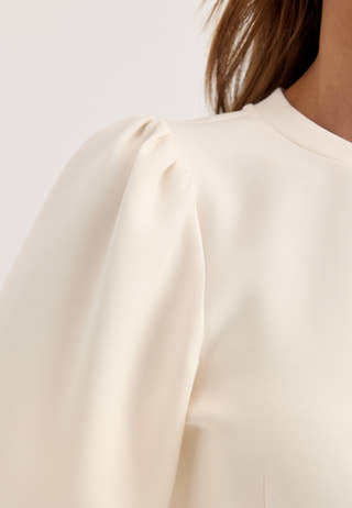 Shaped Puff Sleeve Top White