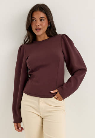 Shaped Puff Sleeve Top Purple