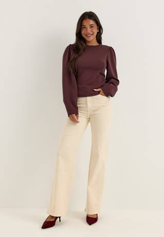Shaped Puff Sleeve Top Purple