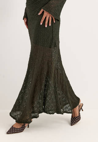 Long Sleeve Lace Maxi Dress Green