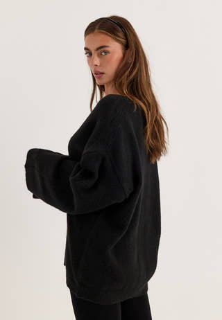 Chunky Knitted Cardigan Black