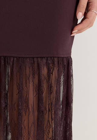 Combined Lace Maxi Dress Purple