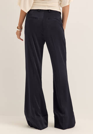 Flared Satin Trousers Blue