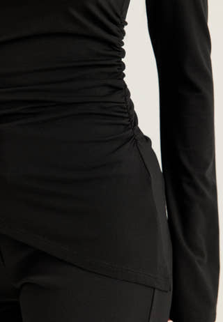 Asymmetric Long Sleeve Top Black