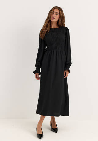 Long Sleeve Smock Dress Black