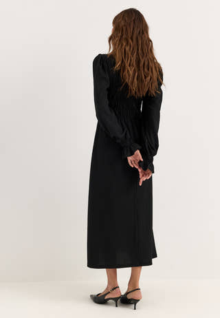 Long Sleeve Smock Dress Black