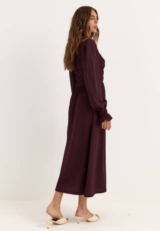 Long Sleeve Smock Dress Red