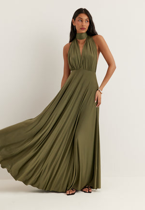 Multi Tie Soft Gown Green