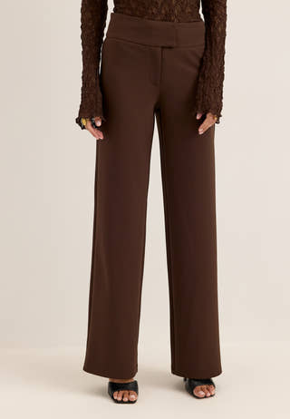 Soft Suit Wide Trousers Brown