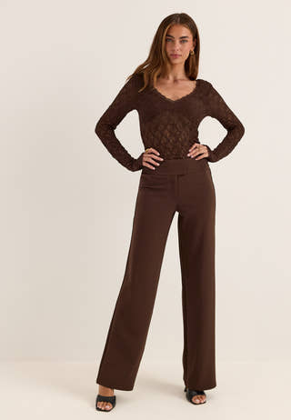 Soft Suit Wide Trousers Brown
