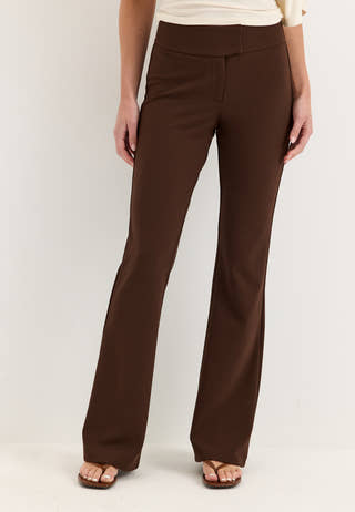 Soft Suit Flared Trousers Brown