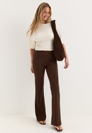 Soft Suit Flared Trousers Brown