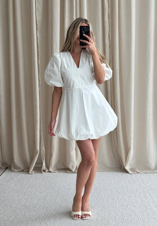 V-neck Bubble Hem Short Dress VIT