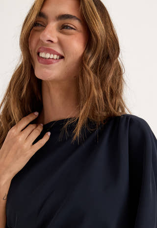Draped Flounce Gown Blue
