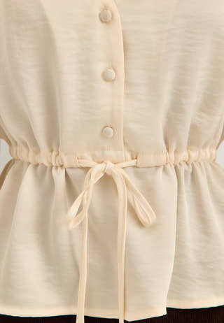Satin Puff Sleeve Blouse White