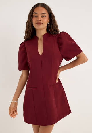Shaped Mini Dress Red