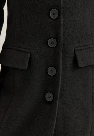 Shaped Wool Blend Coat Black