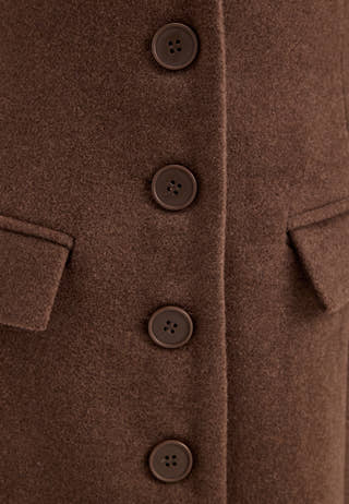 Shaped Wool Blend Coat Brown