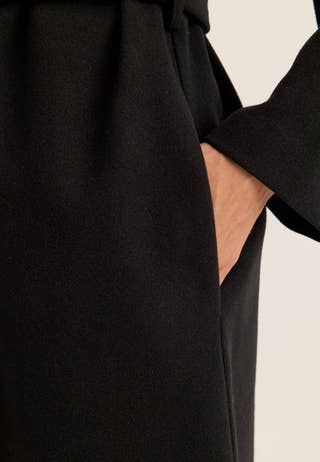 Belted Long Coat Black