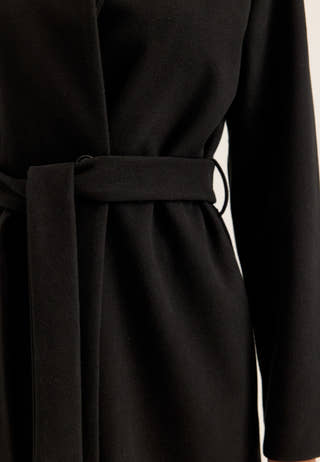 Belted Long Coat Black