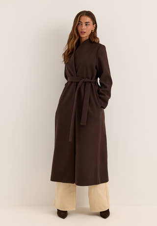 Belted Long Coat Brown