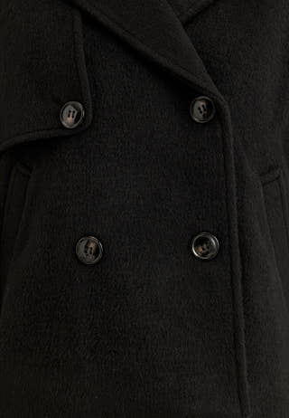 Wool Blend Short Coat Black