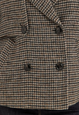 Wool Blend Short Coat Patterned
