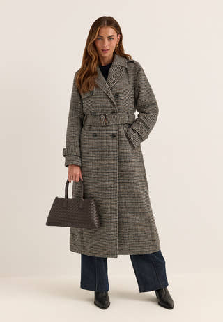 Wool Blend Trench Coat Patterned