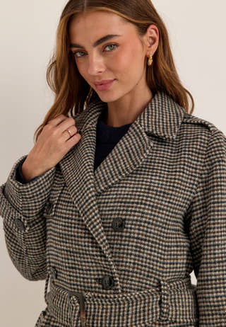 Wool Blend Trench Coat Patterned