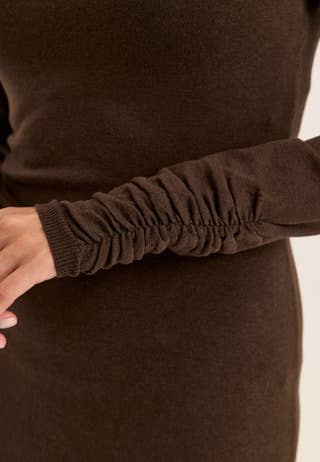 Knitted Short Dress Brown