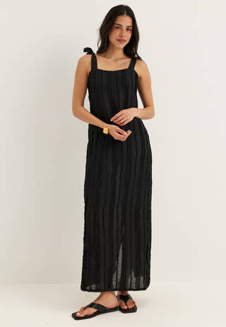 Tie Midi Frill Dress
