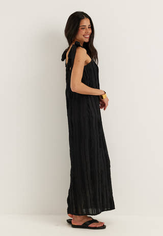 Tie Midi Frill Dress