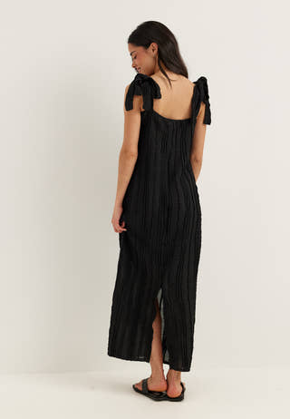 Tie Midi Frill Dress
