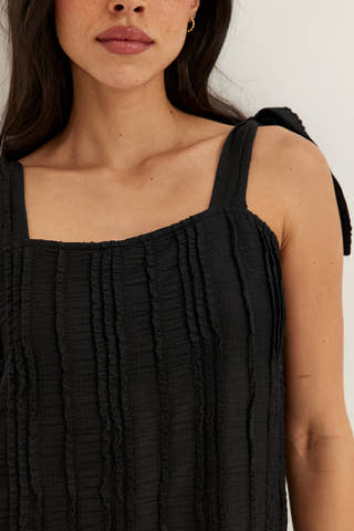 Tie Midi Frill Dress
