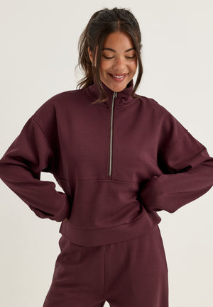 High Collar Half Zip Sweater Purple