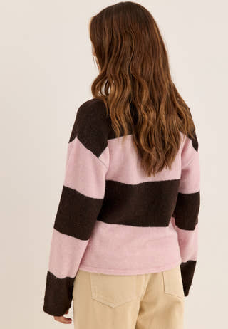 Knitted Collar Sweater Striped
