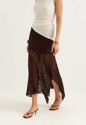 Waterfall Asymmetric Lace Skirt