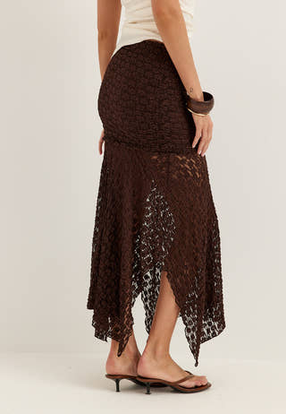 Waterfall Asymmetric Lace Skirt