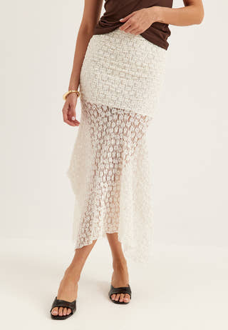 Waterfall Asymmetric Lace Skirt