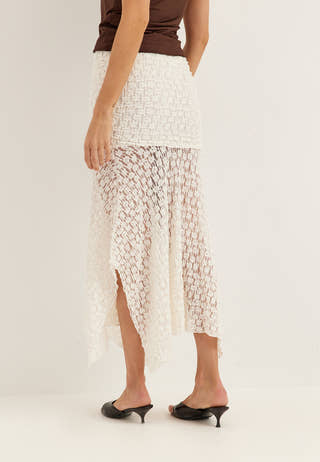 Waterfall Asymmetric Lace Skirt