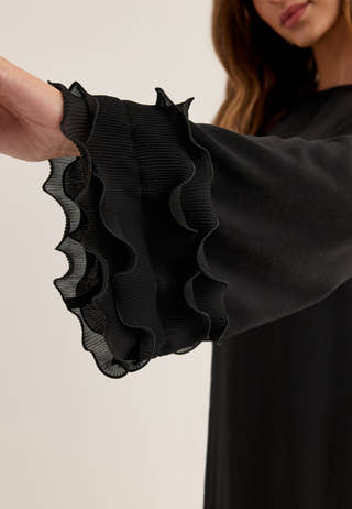 A-line Flounce Dress Black