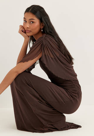 Cape Mesh Gown Brown