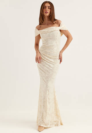 Off Shoulder Burnout Gown
