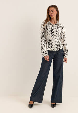 Peplum Cotton Shirt Patterned