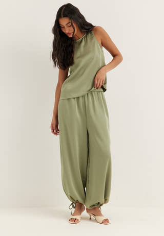 Objchilli Super Wide Pants Green