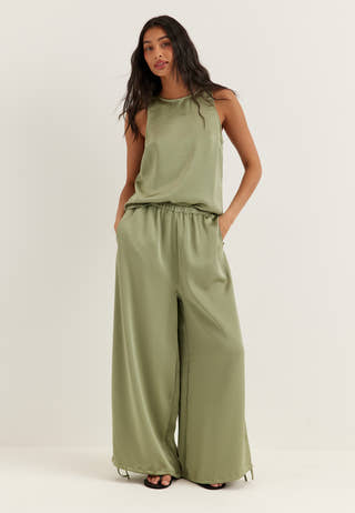 Objchilli Super Wide Pants Green
