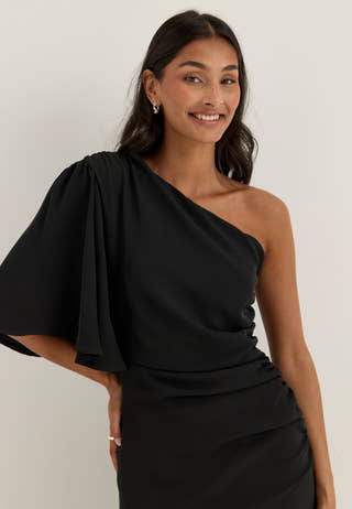 Ruched One Shoulder Maxi Dress
