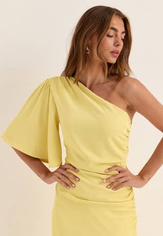 Ruched One Shoulder Maxi Dress